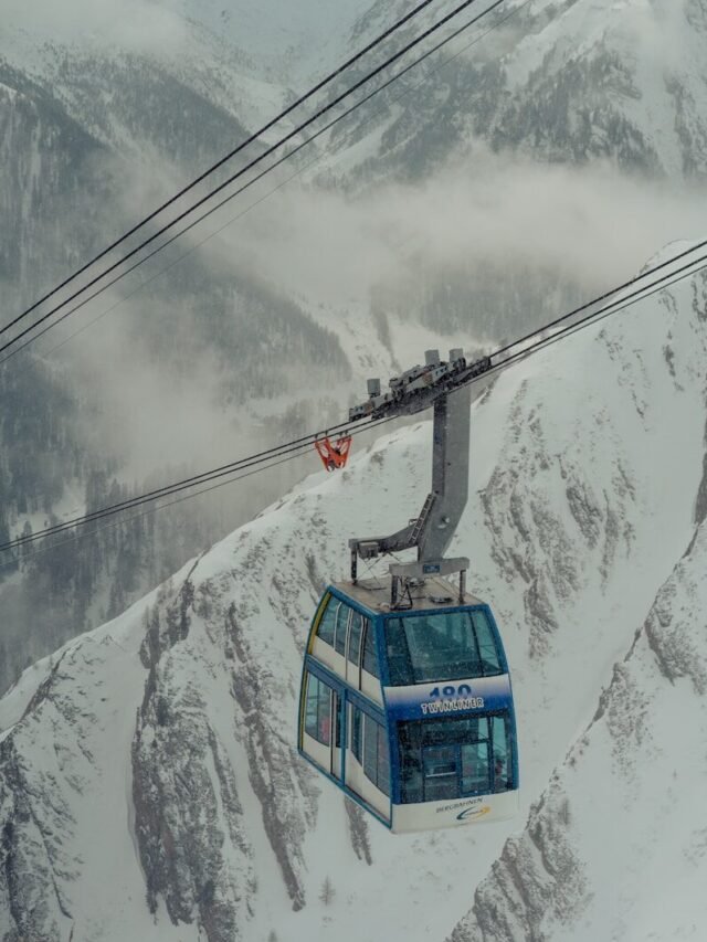 Tourist view of Gulmarg Gondola station with maintenance closure notice for visitors in June 2026.
